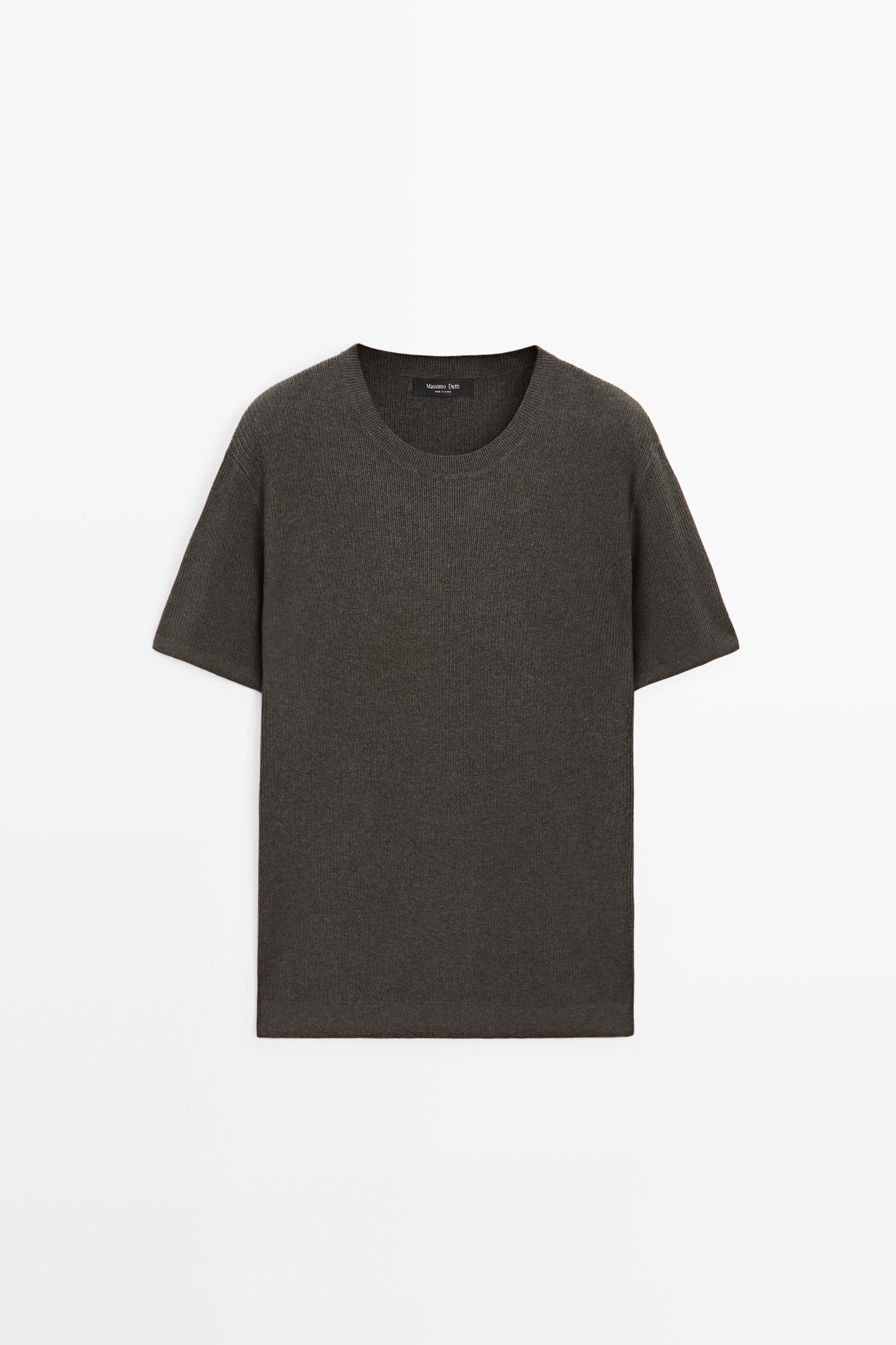 Short sleeve knit cotton blend sweater